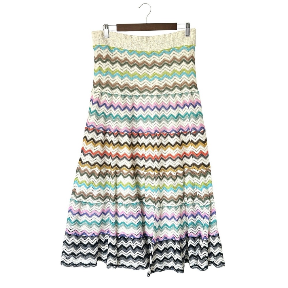 Anthropologie LAPIS Skirt Multicolor‎ Maxi Knit Boho Crochet Y2K Large Festival